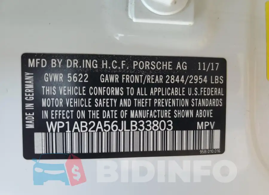 WP1AB2A56JLB33803 Photo# 13