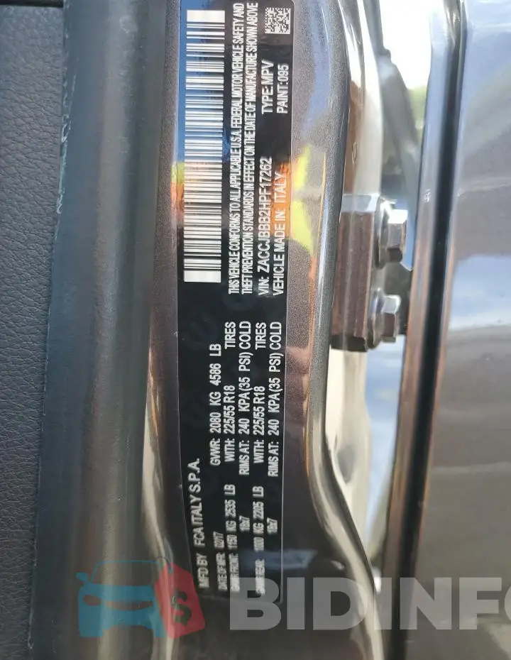 ZACCJBBB2HPF17262 Photo# 12