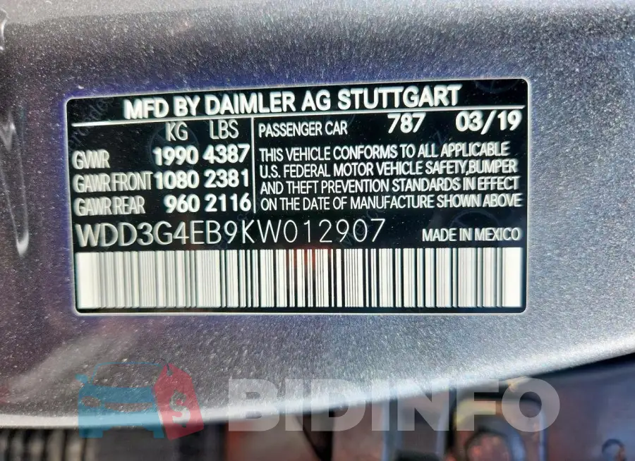WDD3G4EB9KW012907 Photo# 12