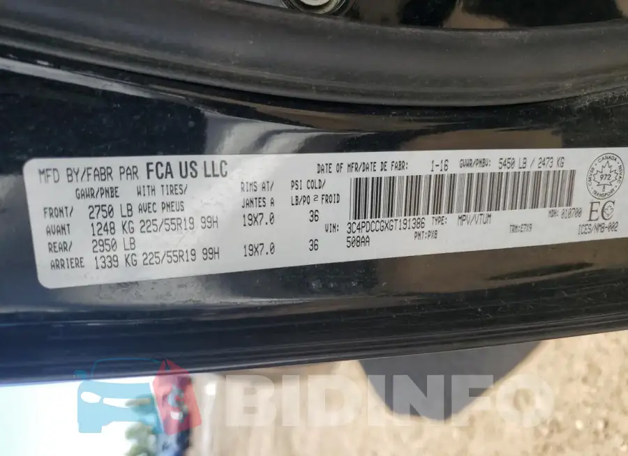 3C4PDCCGXGT191386 Photo# 14