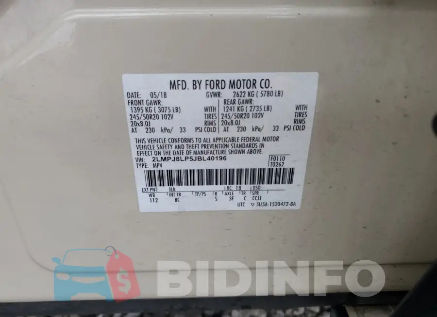 2LMPJ8LP5JBL40196 Photo# 14