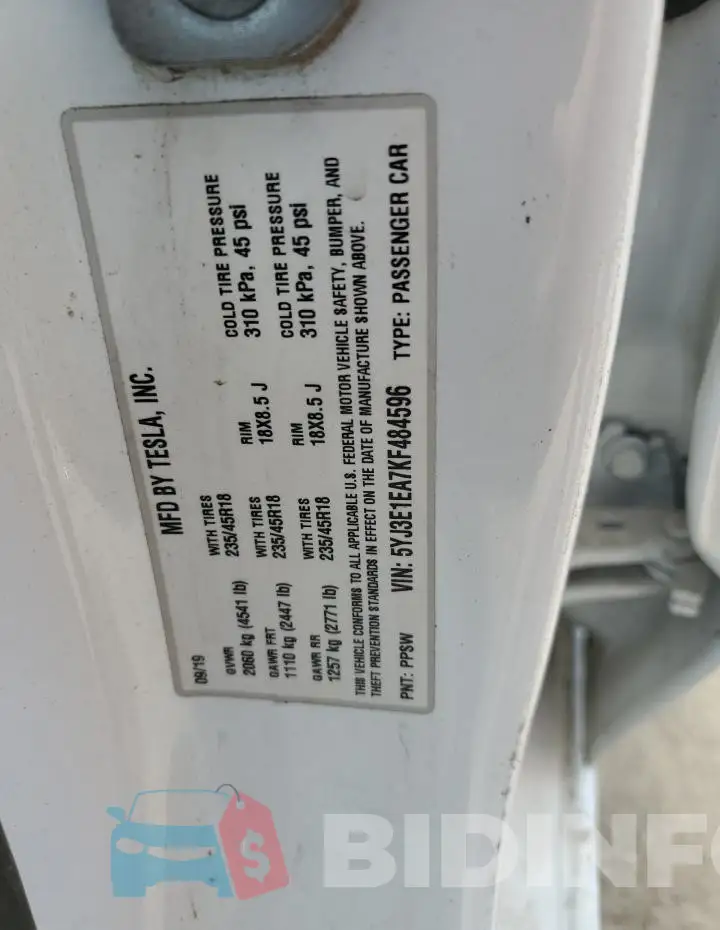 5YJ3E1EA7KF484596 Photo# 12