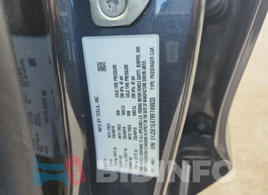 5YJ3E1EA7RF749933 Photo# 12