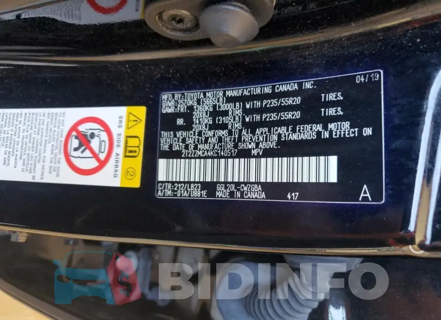 2T2ZZMCA4KC140517 Photo# 13