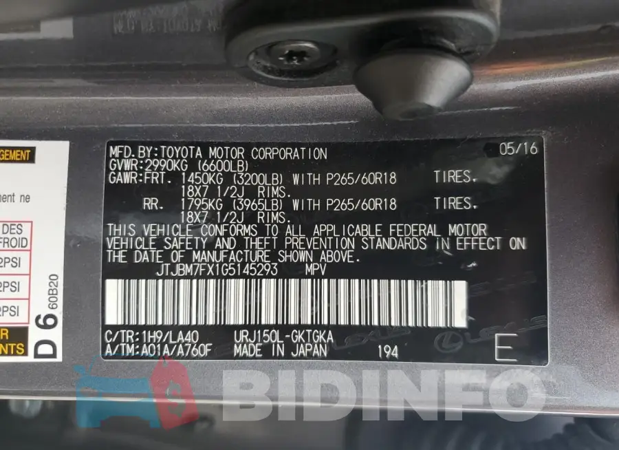 JTJBM7FX1G5145293 Photo# 14