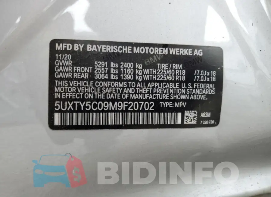 5UXTY5C09M9F20702 Photo# 13