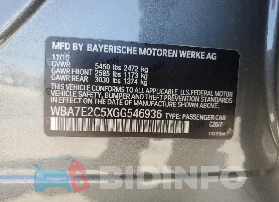 WBA7E2C5XGG546936 Photo# 12