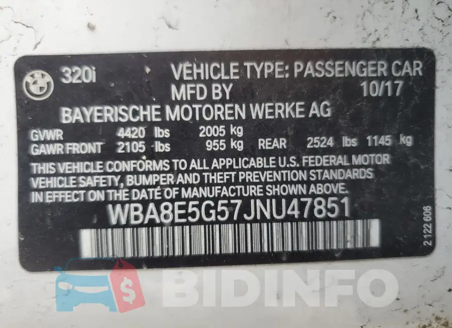 WBA8E5G57JNU47851 Photo# 12