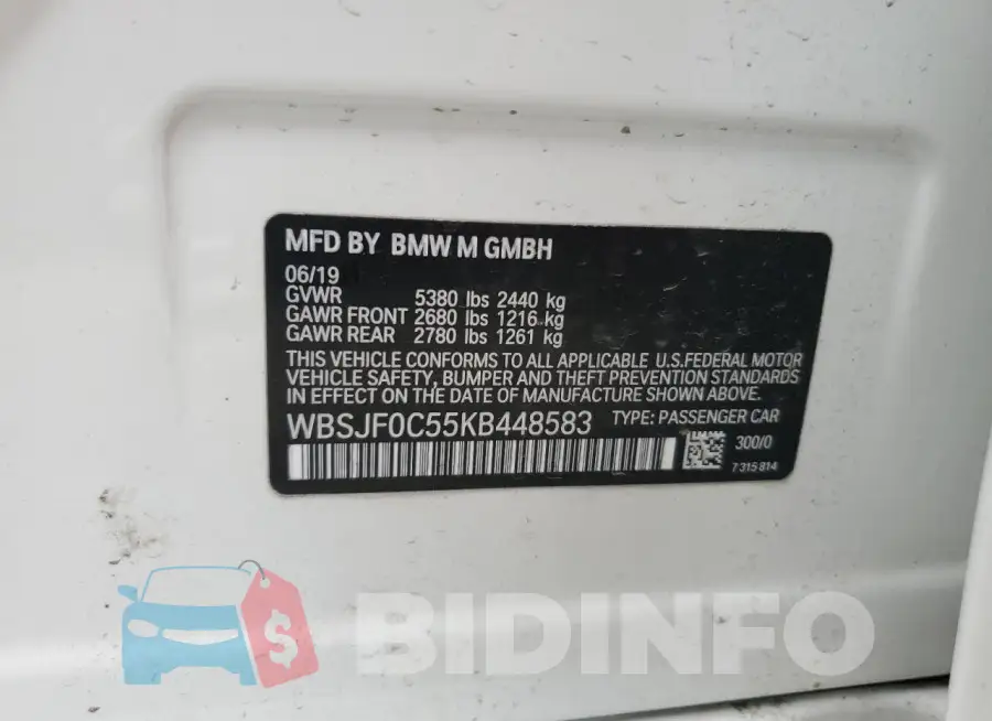 WBSJF0C55KB448583 Photo# 12