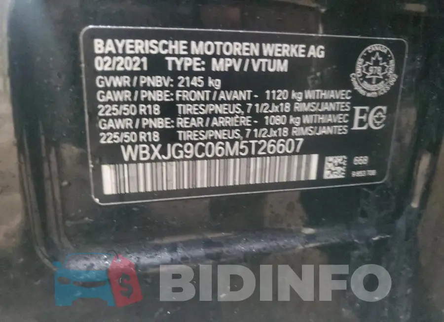 WBXJG9C06M5T26607 Photo# 13