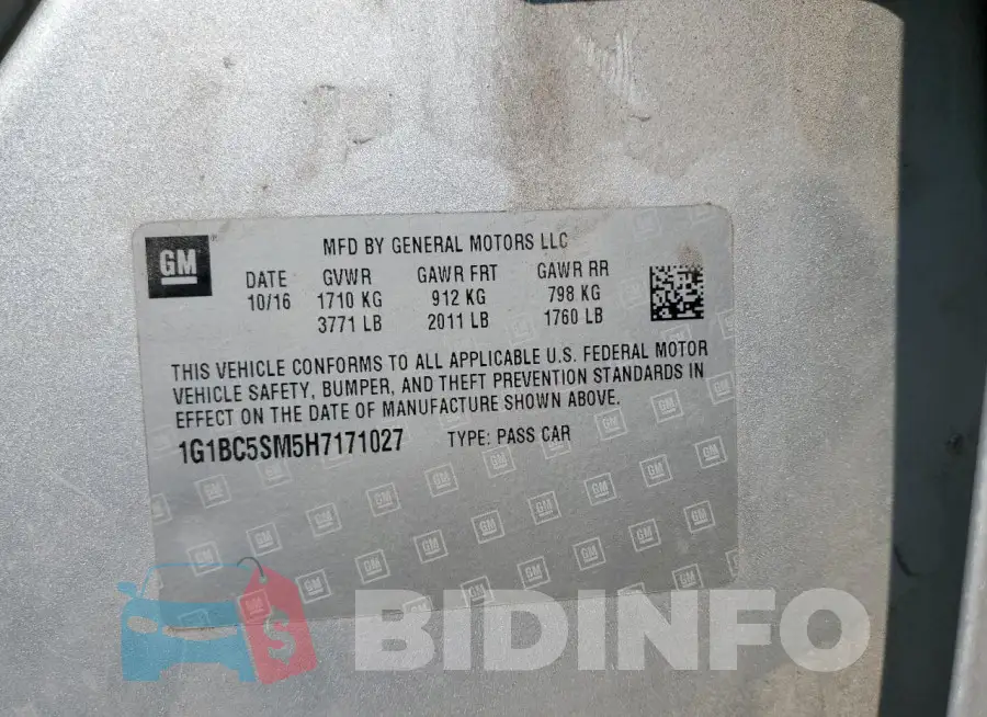 1G1BC5SM5H7171027 Photo# 12