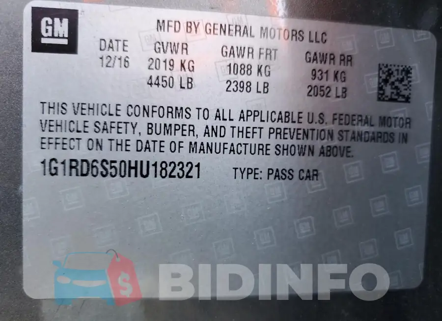 1G1RD6S50HU182321 Photo# 12