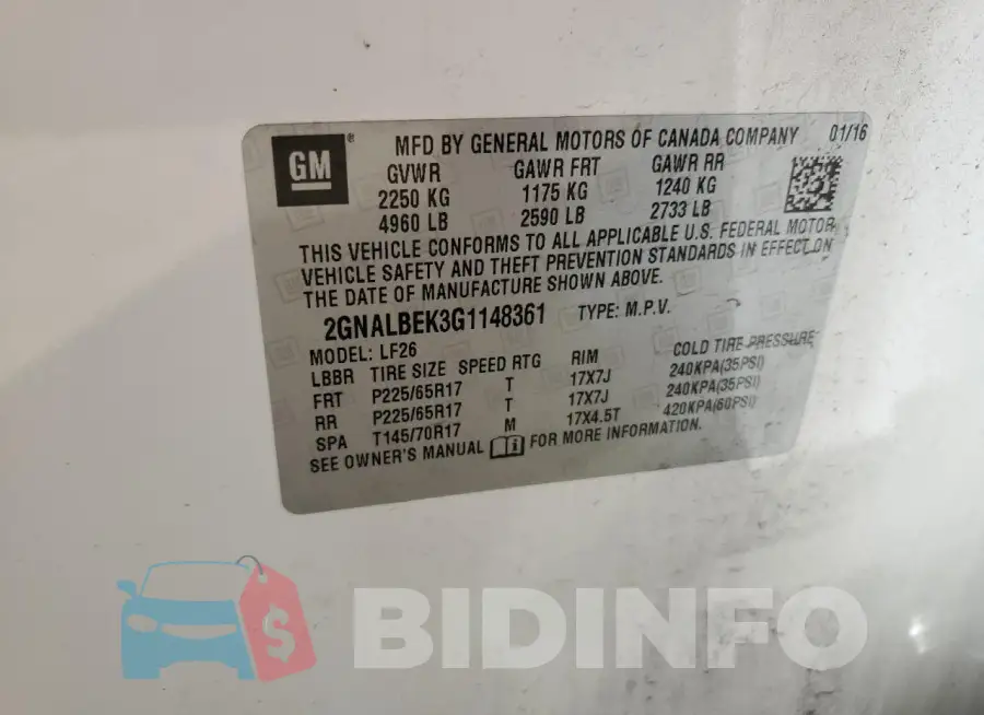 2GNALBEK3G1148361 Photo# 13