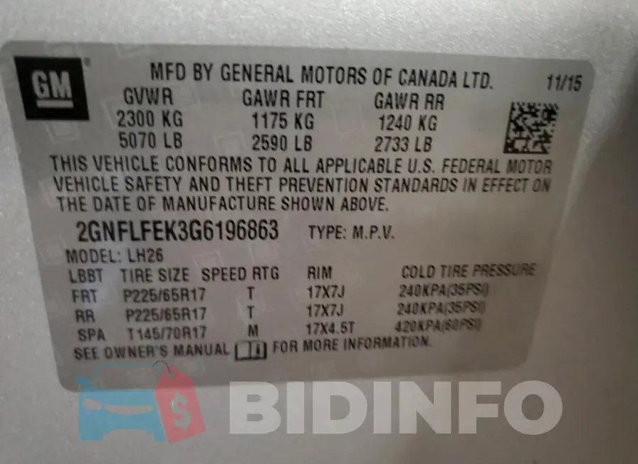2GNFLFEK3G6196863 Photo# 13
