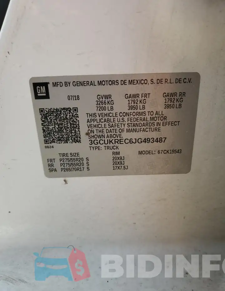 3GCUKREC6JG493487 Photo# 12