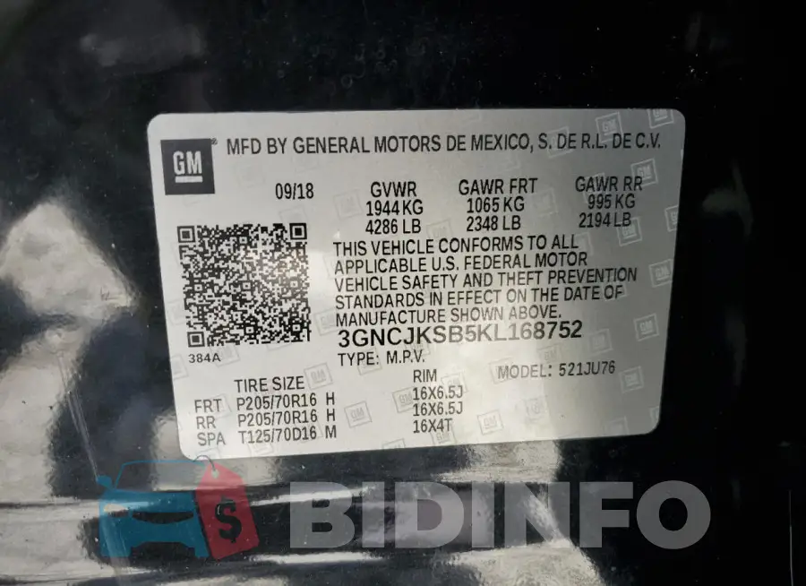 3GNCJKSB5KL168752 Photo# 12