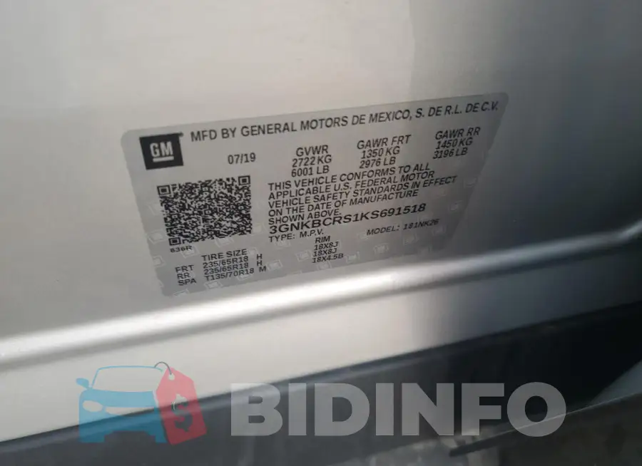 3GNKBCRS1KS691518 Photo# 12