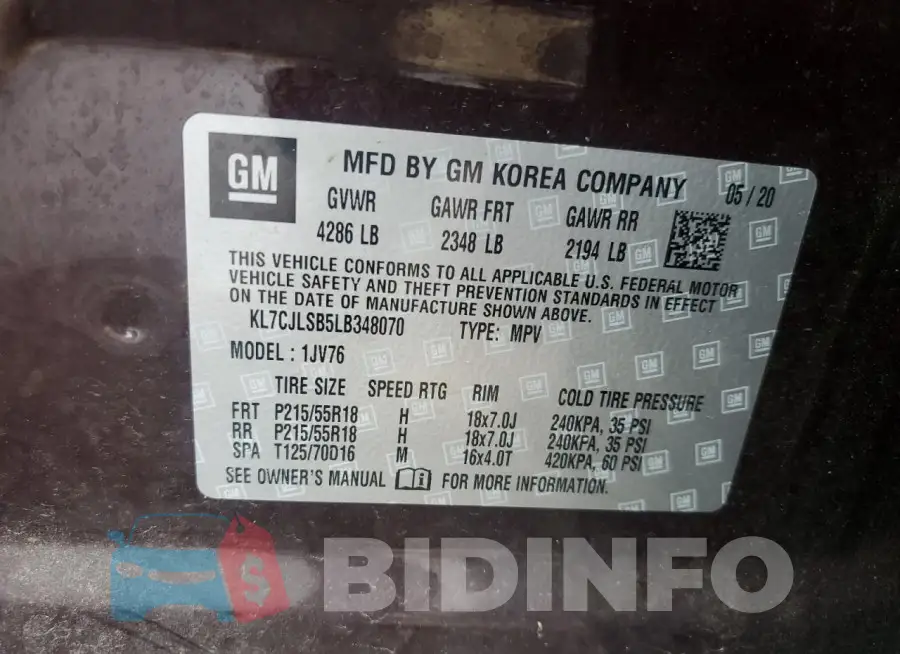 KL7CJLSB5LB348070 Photo# 14