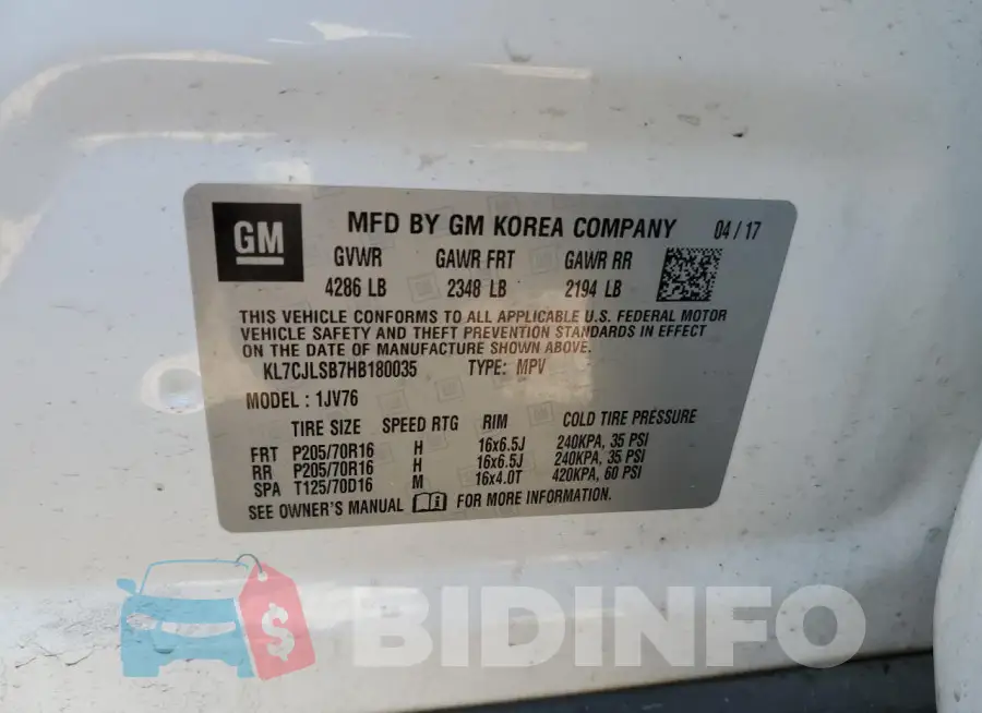 KL7CJLSB7HB180035 Photo# 13
