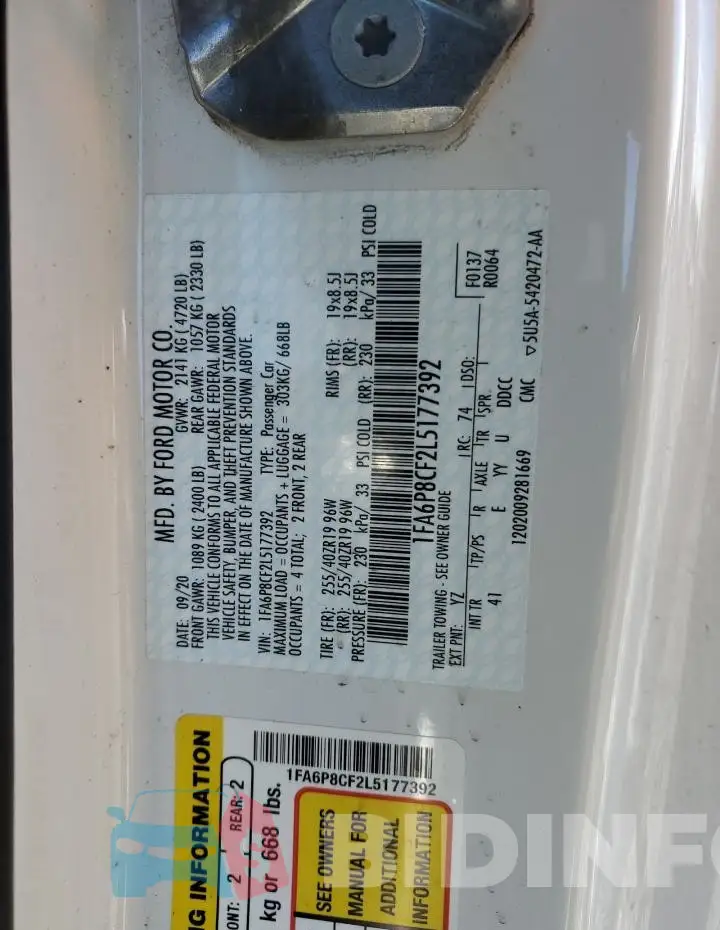 1FA6P8CF2L5177392 Photo# 12