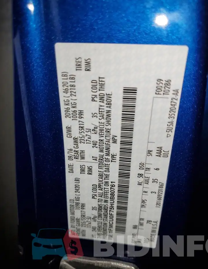 1FMCU0F75HUB80761 Photo# 13