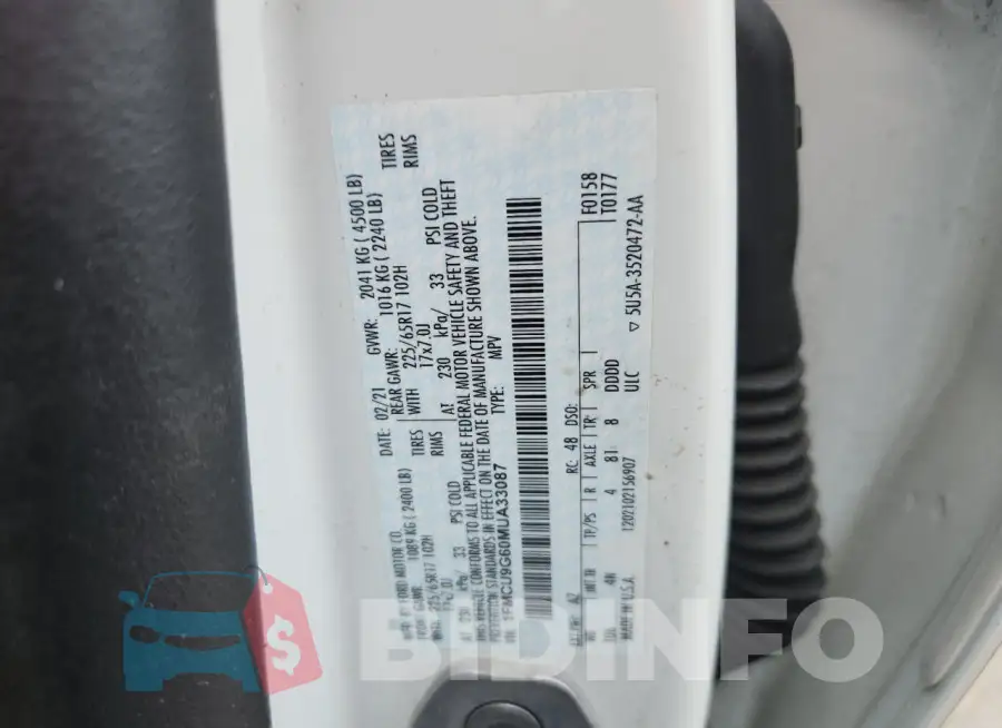 1FMCU9G60MUA33087 Photo# 12