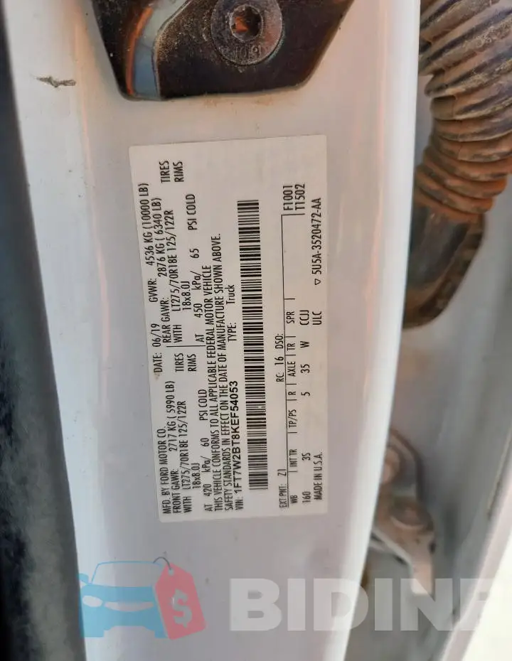 1FT7W2BT8KEF54053 Photo# 12