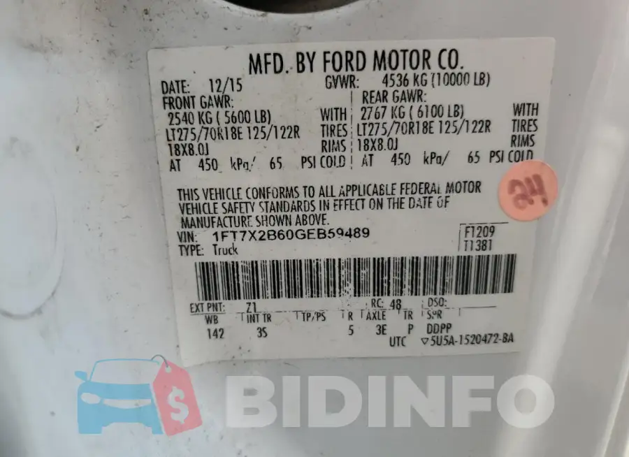 1FT7X2B60GEB59489 Photo# 13