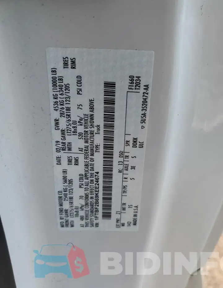 1FTBF2B69KEE24674 Photo# 12