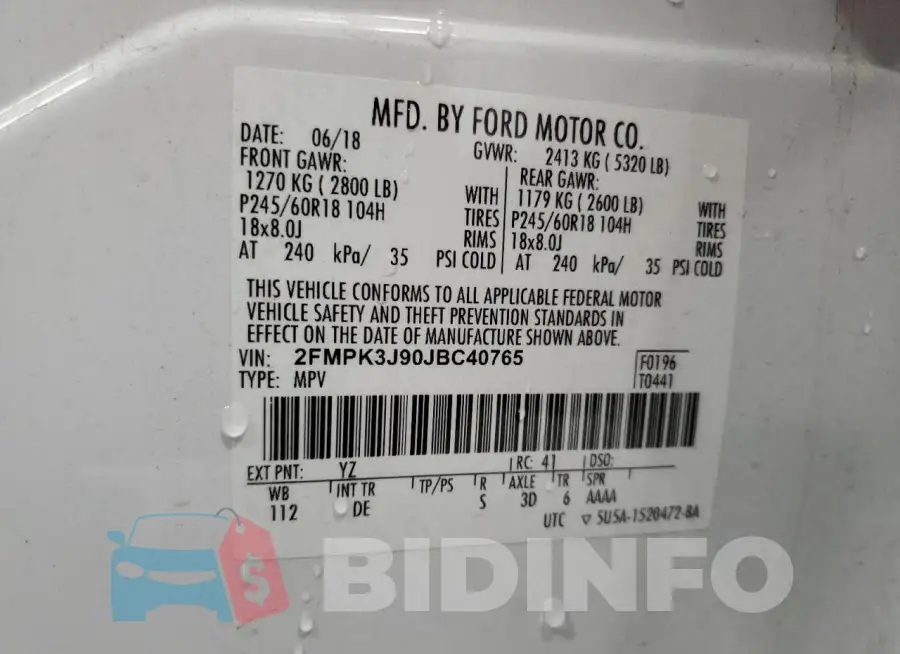 2FMPK3J90JBC40765 Photo# 13