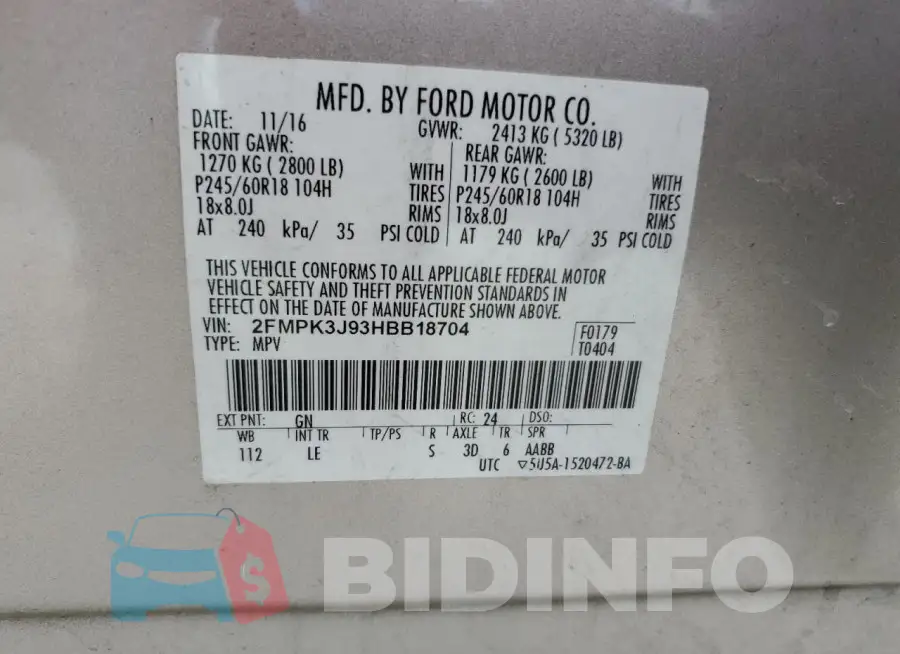 2FMPK3J93HBB18704 Photo# 13