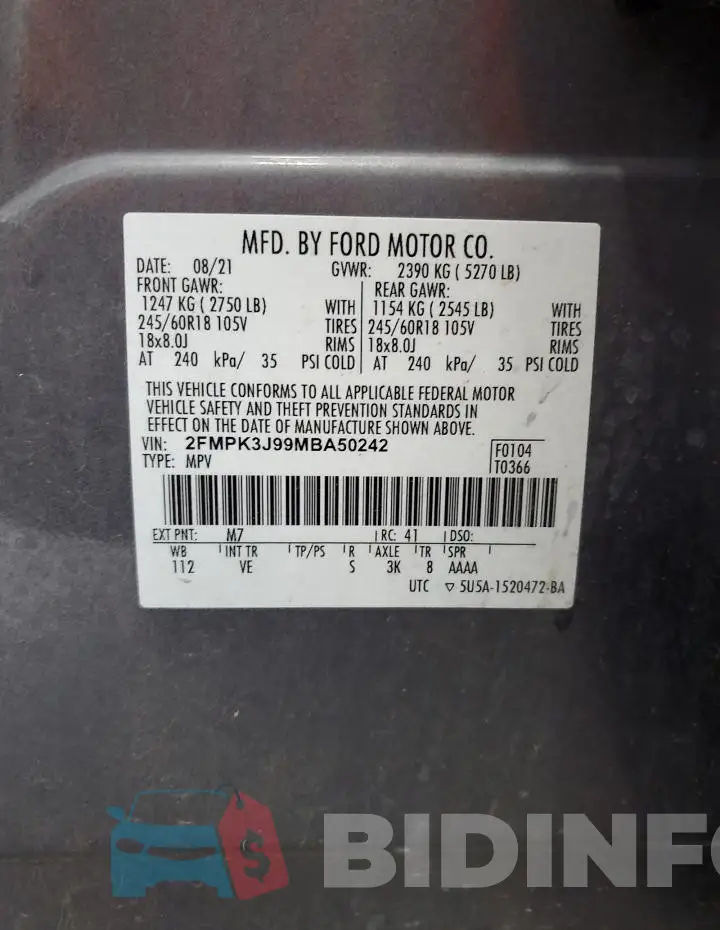 2FMPK3J99MBA50242 Photo# 13