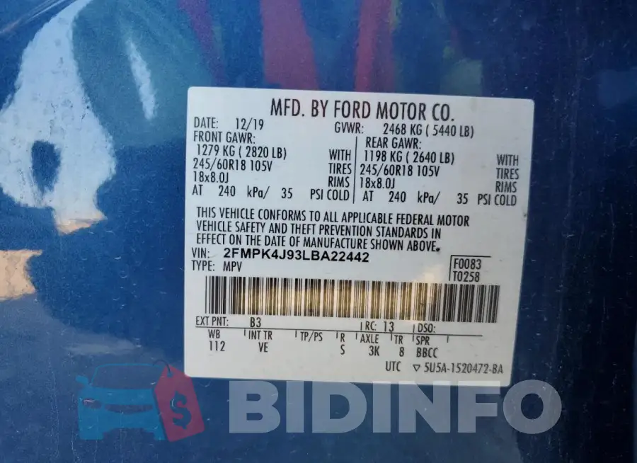 2FMPK4J93LBA22442 Photo# 14