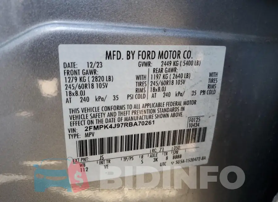 2FMPK4J97RBA70261 Photo# 13