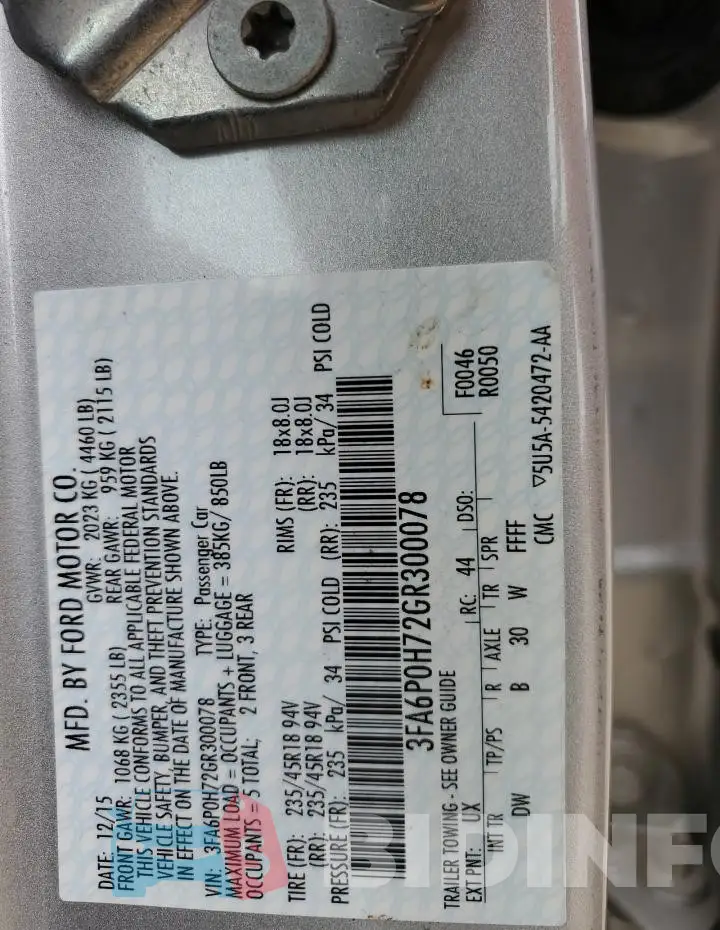 3FA6P0H72GR300078 Photo# 12