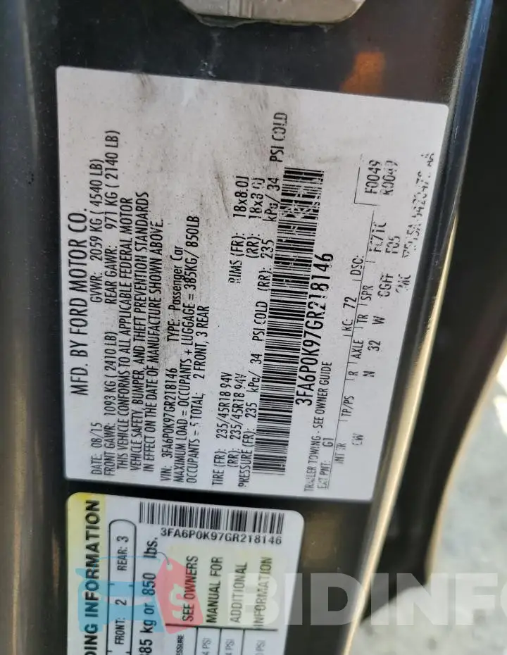 3FA6P0K97GR218146 Photo# 13