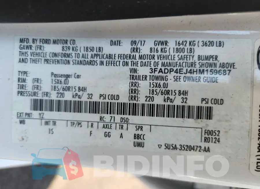 3FADP4EJ4HM159687 Photo# 13