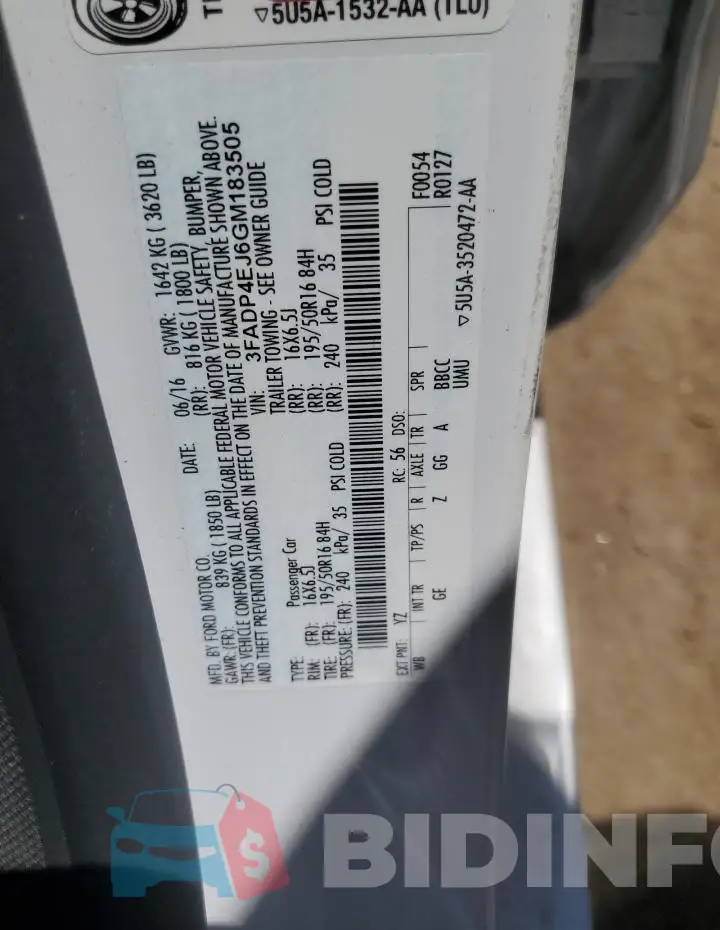 3FADP4EJ6GM183505 Photo# 12