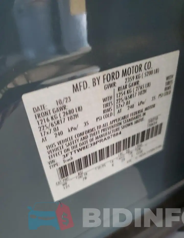 3FTTW8E39PRA97884 Photo# 12