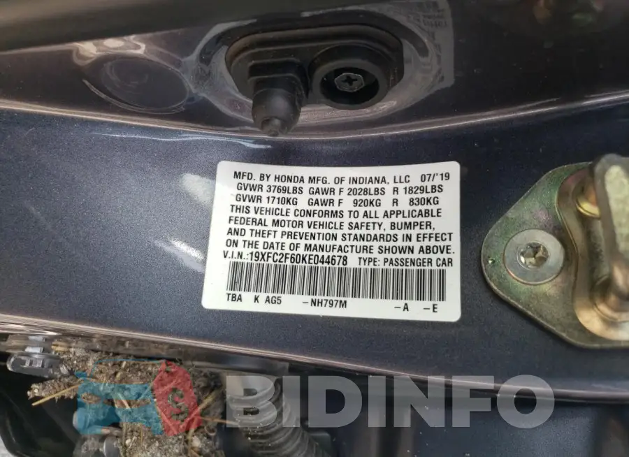 19XFC2F60KE044678 Photo# 12