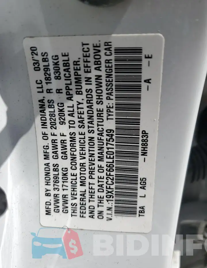 19XFC2F66LE017549 Photo# 12