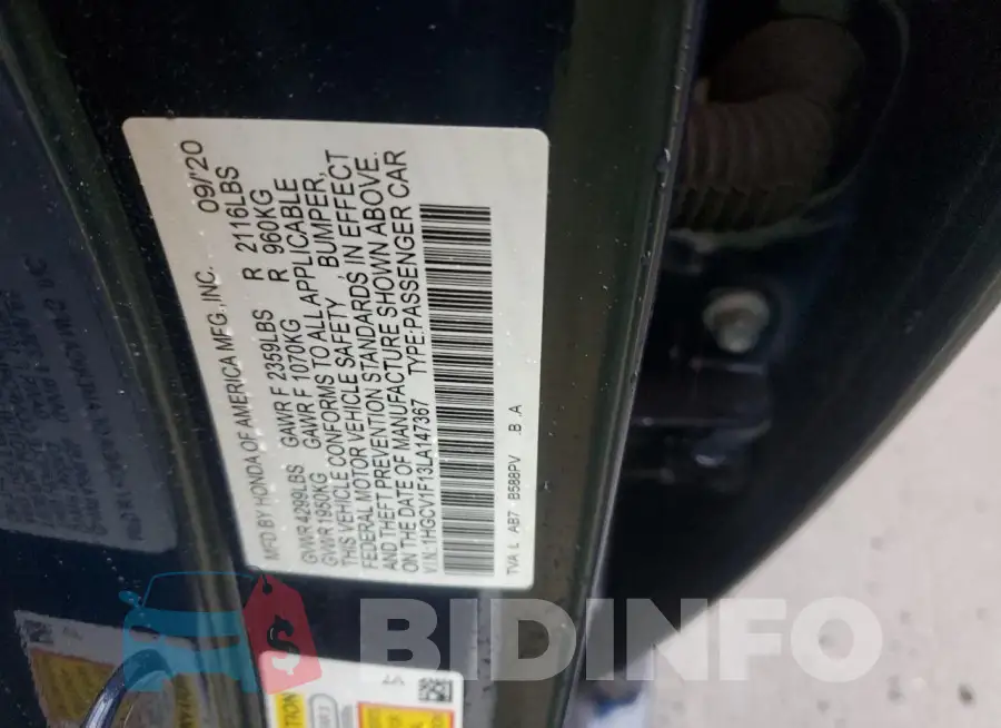 1HGCV1F13LA147367 Photo# 12