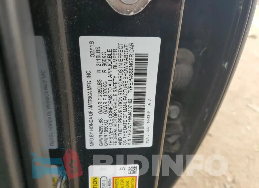 1HGCV1F55JA107162 Photo# 12