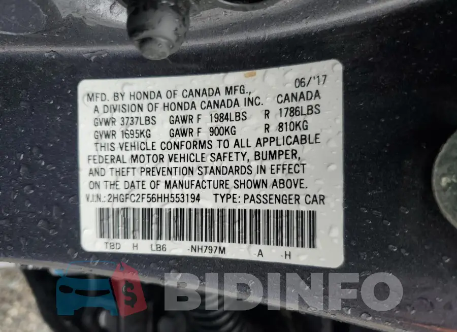 2HGFC2F56HH553194 Photo# 12