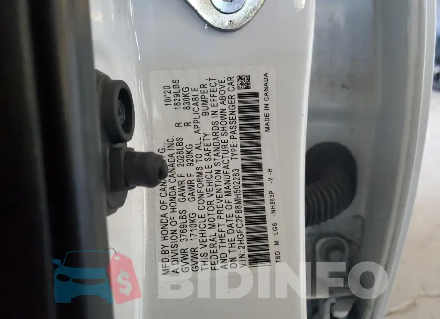 2HGFC2F88MH502283 Photo# 12