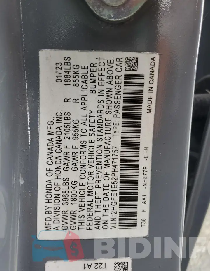 2HGFE1E52PH471757 Photo# 12