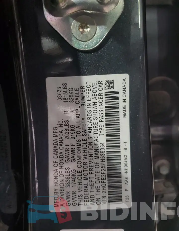 2HGFE2F25PH539334 Photo# 12