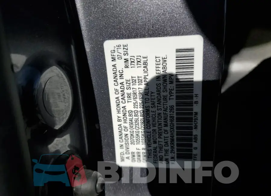 2HKRM4H5XGH681266 Photo# 13