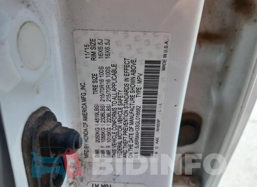 5J6RM4H33GL016682 Photo# 12