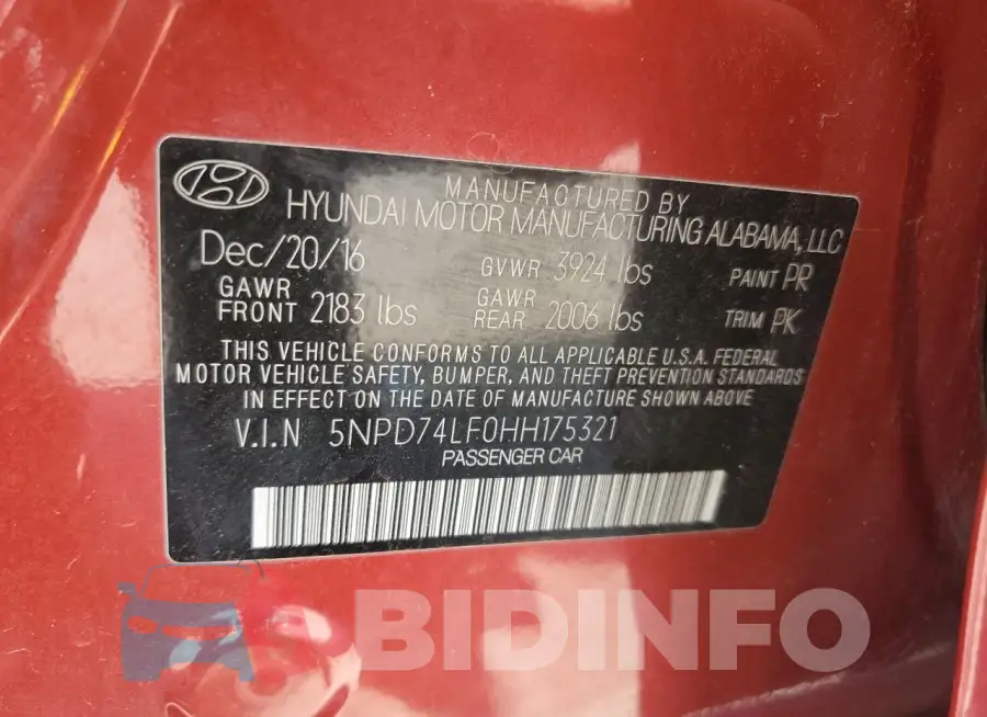 5NPD74LF0HH175321 Photo# 12